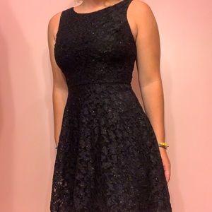 Black Glittery Skater Dress